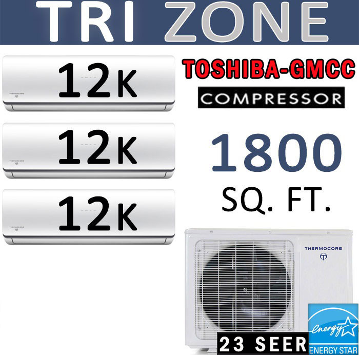Dual Zone Senville Mini Split, 24000 BTU AC Air Conditioner w/ Heat Pump