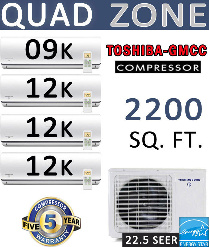 Dual Zone Senville Mini Split, 24000 BTU AC Air Conditioner w/ Heat Pump