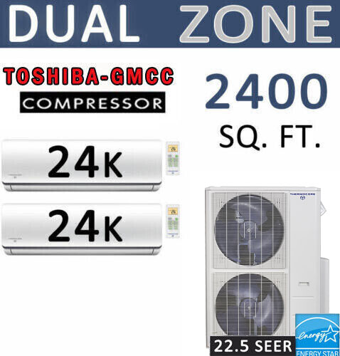 Dual Zone Senville Mini Split, 48000 BTU AC Air Conditioner w/ Heat Pump