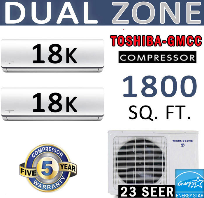 Dual Zone Senville Mini Split, 24000 BTU AC Air Conditioner w/ Heat Pump